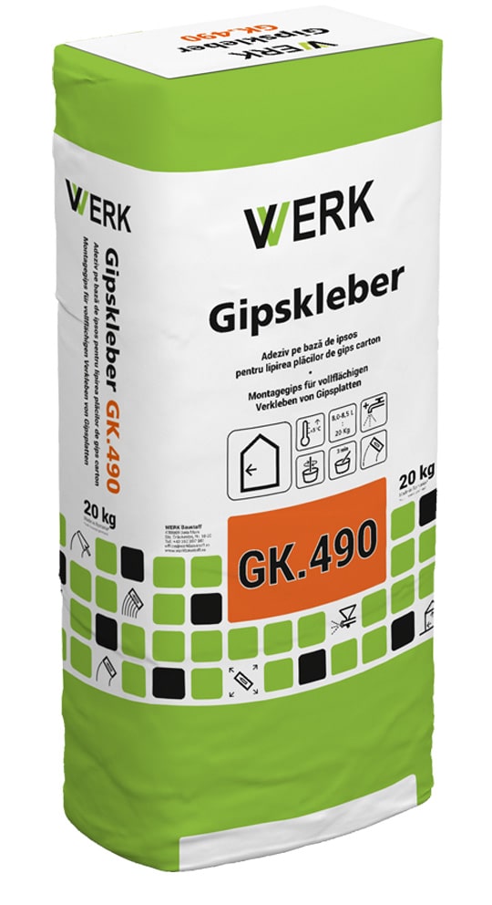 GK.490 Adeziv pe bază de ipsos pentru plăci de gips-carton, 20kg
